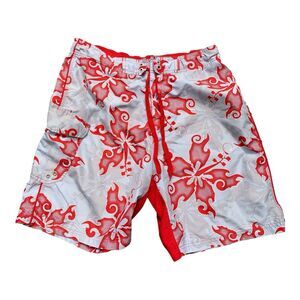 Arizona Swim Shorts Mens Large Gray Red Tropical Trunks Beach‎ Outdoors